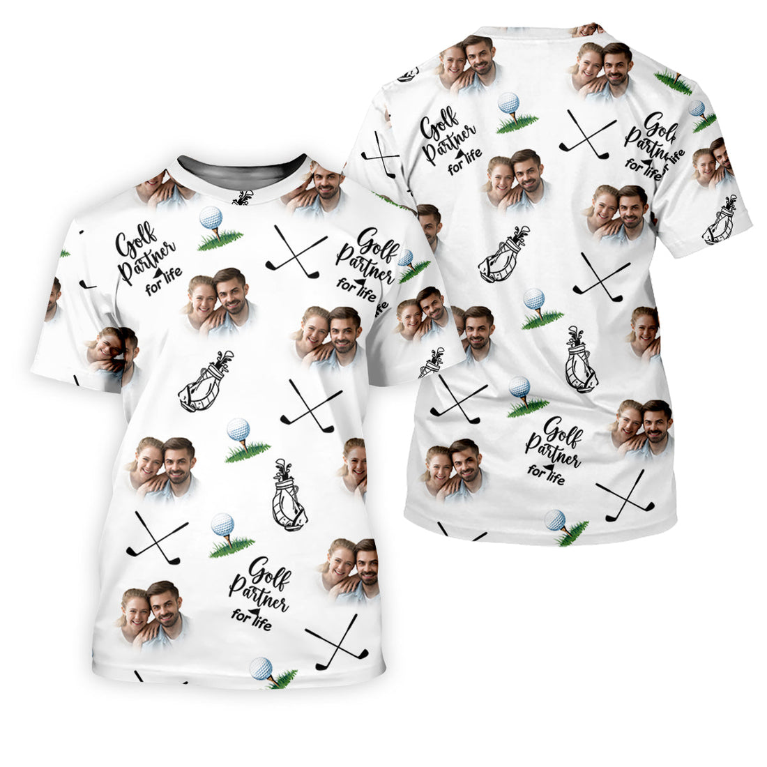 Golf Partner For Life Custom Photo White Women Golf Top, Valentines Golf Gift, Ladies Golf Polos