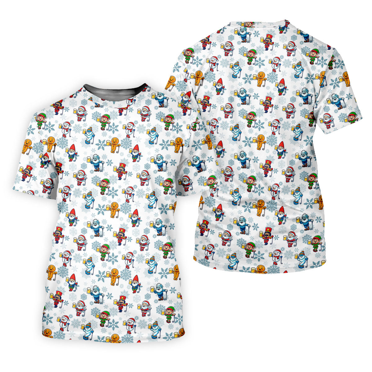 Christmas Characters Golf And Beer White Women's Funny Golf Shirts, Christmas Golf Shirt, Polo ShirtFor Women