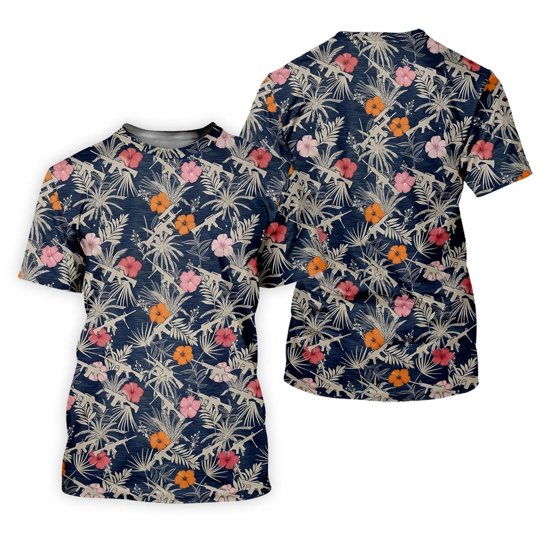 Hawaiian Hibicus Military Theme Navy Golf Shirt, Women Golf Top, Ladies Golf Shirts