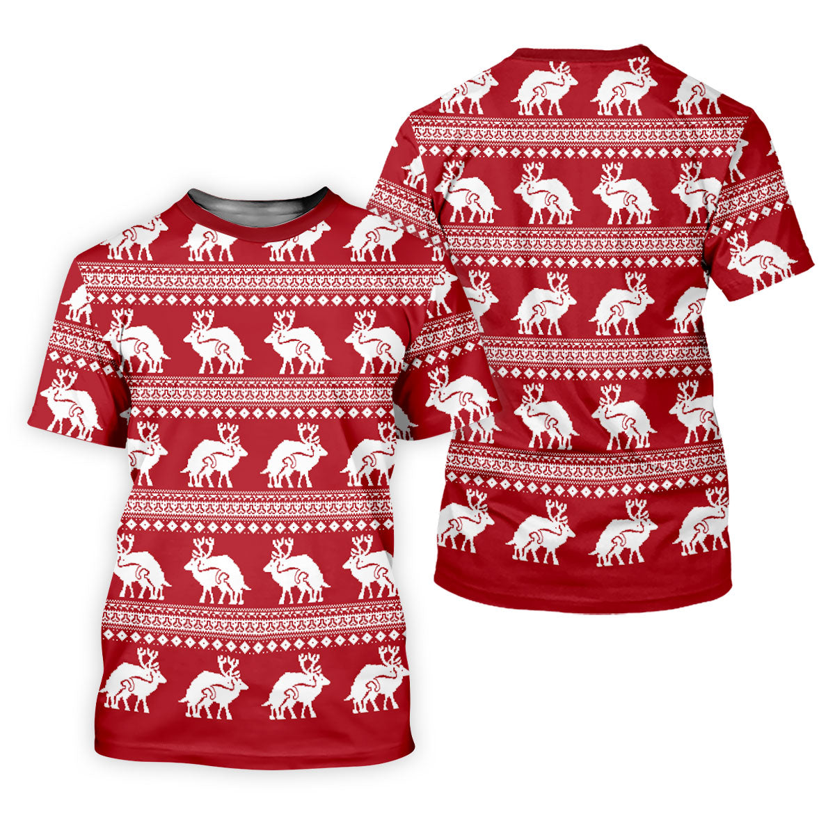 Reindeer Humping Seamless Pattern Golf Shirt, Christmas Golf Shirt, Golf Gifts For Women, Fun Golf Shirt