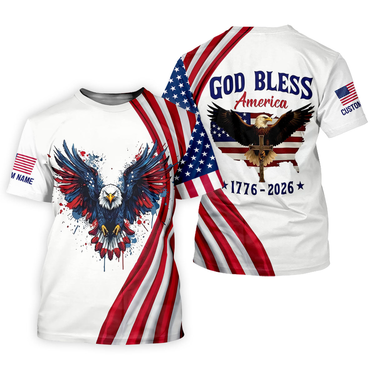 God Bless America 250 Years US Flag Golf Shirt, Patriotic 4th Of July Golf Shirt For Women