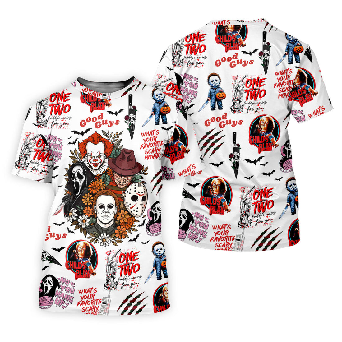 Horror Halloween Character Halloween Golf Shirt, Cool Golf Gift For Horror Fan, Women's Golf Tops
