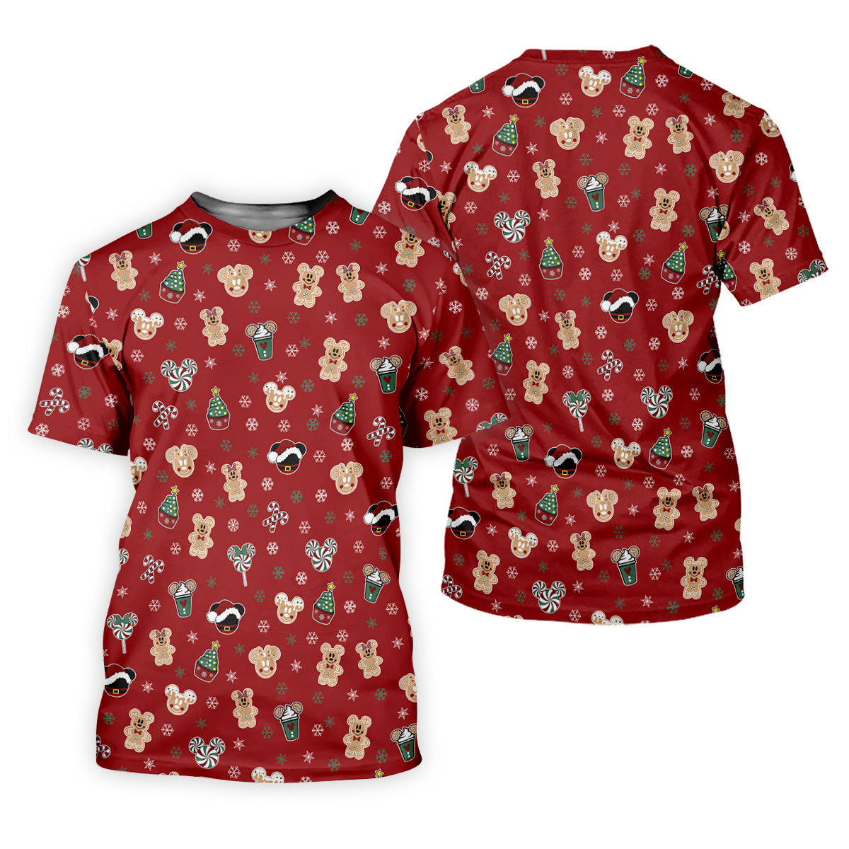 Christmas Gingerbread Red Golf Shirt, Holiday Pattern Christmas Golf Shirt, Women's Polo Shirt