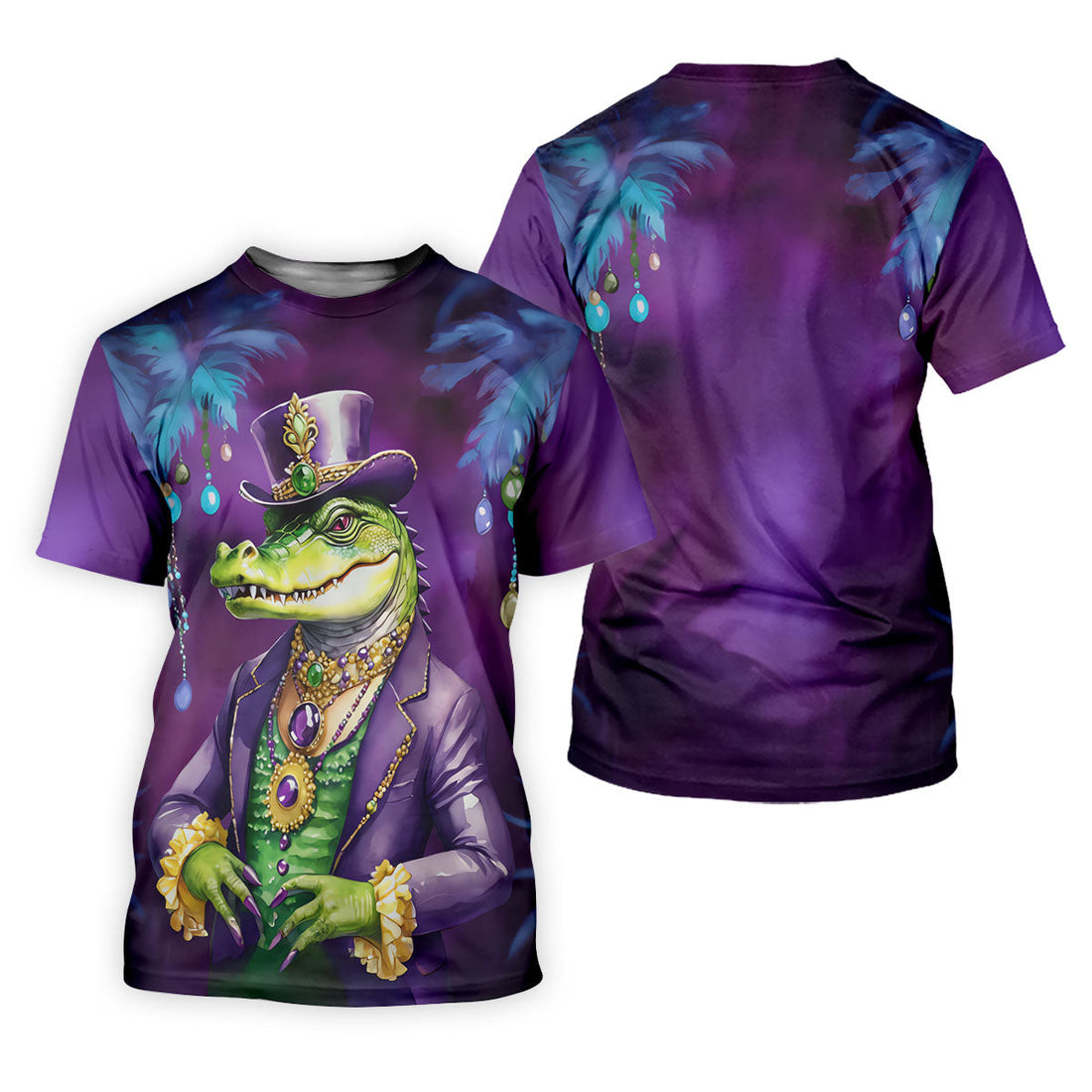 Mardi Gras Alligator Purple Golf Shirt, Fun Women's Golf Shirts, Women's Golf Tops, Ladies Golf Polos