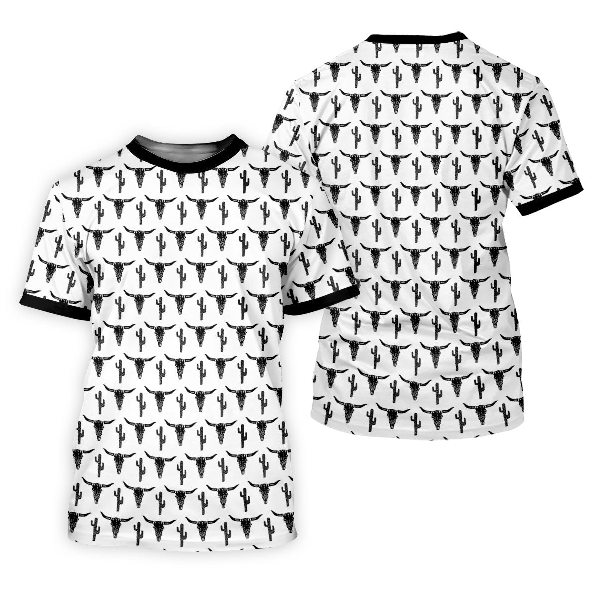 Longhorn Cow Skull Western Theme White Women Golf Top, Ladies Golf Shirts, Golf Shirt For Women