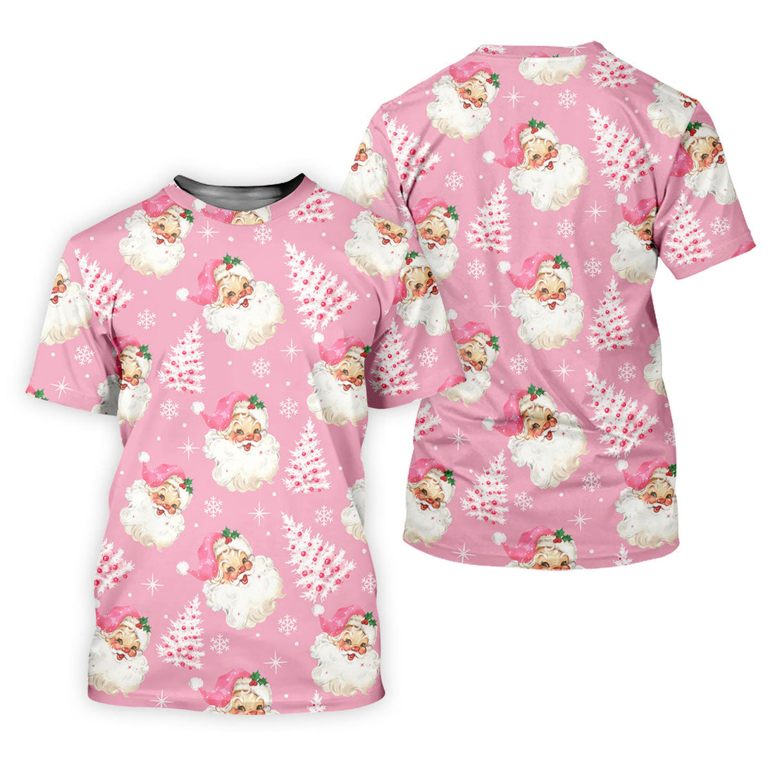 Pink Santa Claus Christmas Golf Shirt, Cute Golf Outfit, Women's Golf Tops, Golf Gift For Ladies
