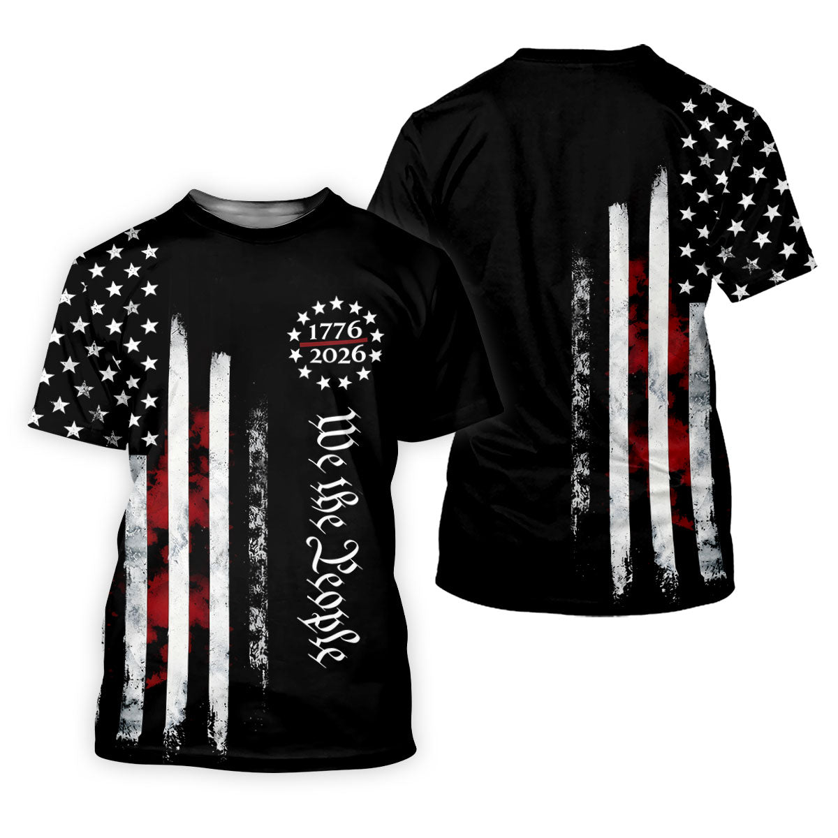 We The People Distressed Flag Patriotic Black Golf Shirt, 250 Years 4th Of July Golf Shirt For Women