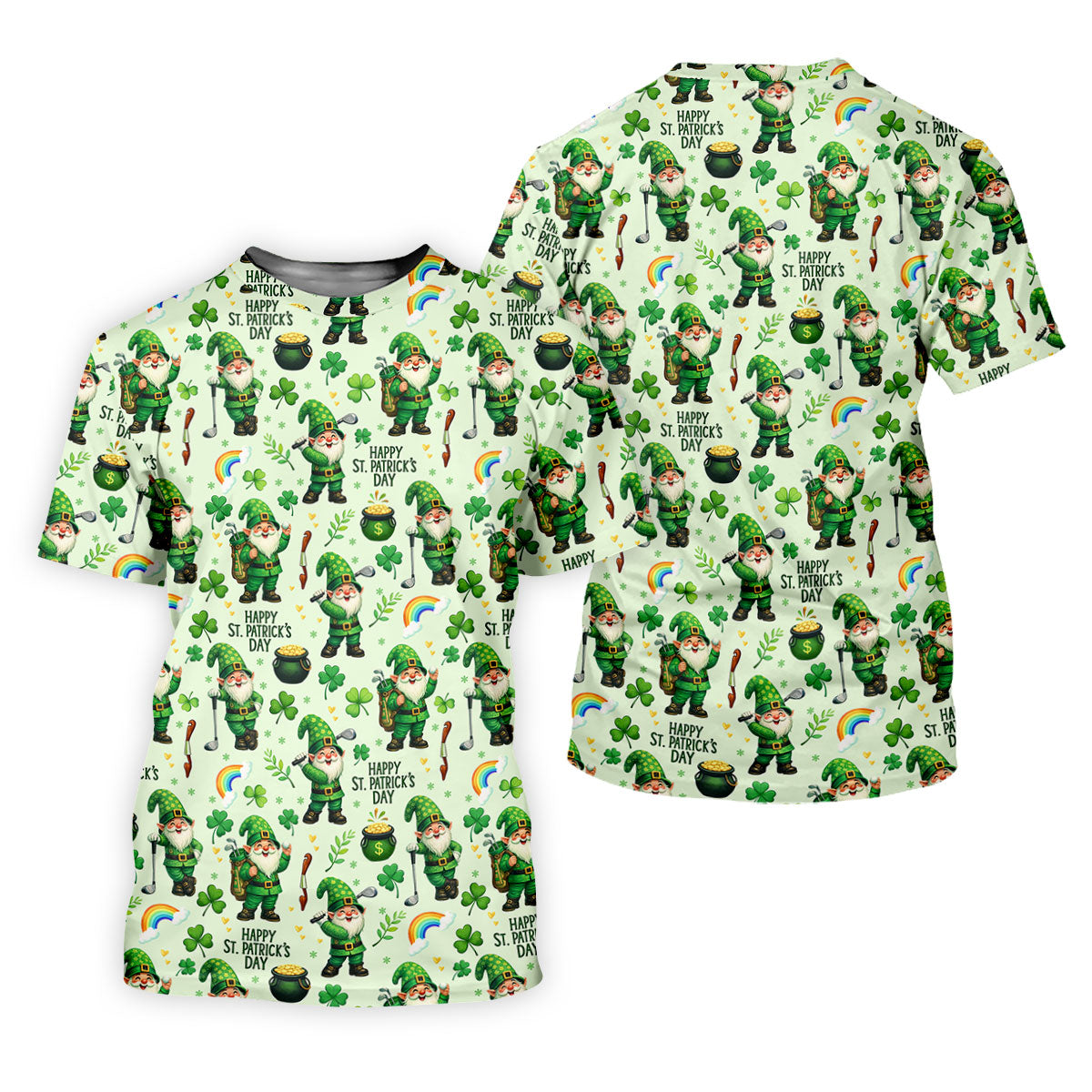 Happy St Patrick's Day Gnome Shamrock Golf Shirt, Funny Golf Shirts Women, Ladies Golf Polos