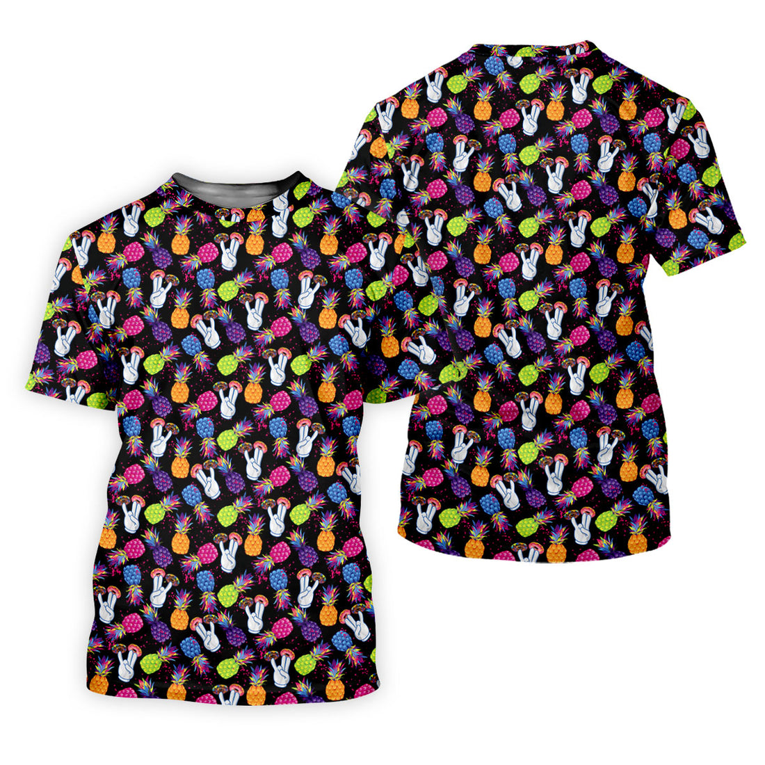 Hawaiian Pineapples Donut Finger Green Blue Pink Fun Women's Golf Shirts, Women's Golf Tops, Ladies Golf Shirts