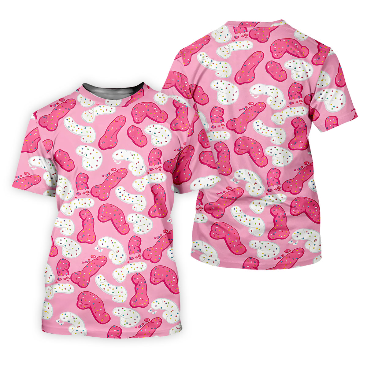 Pink Frosted Cookie Adult Novelty Golf Shirt, Polo Shirts For Men, Golf Apparel For Men
