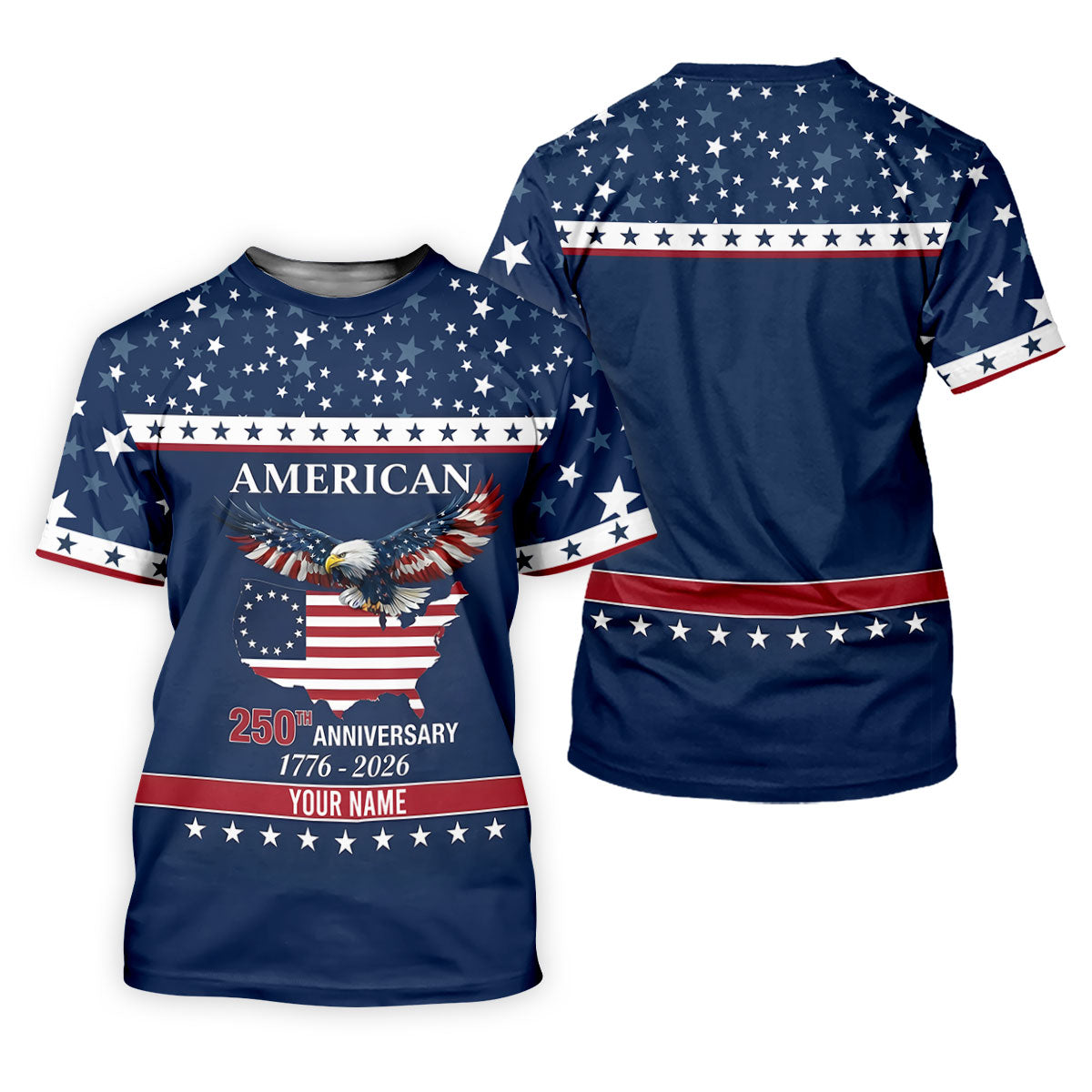 American Bald Eagle 250th Anniversary Patriotic Stars Golf Shirt, 4th Of July Golf Shirt For Women