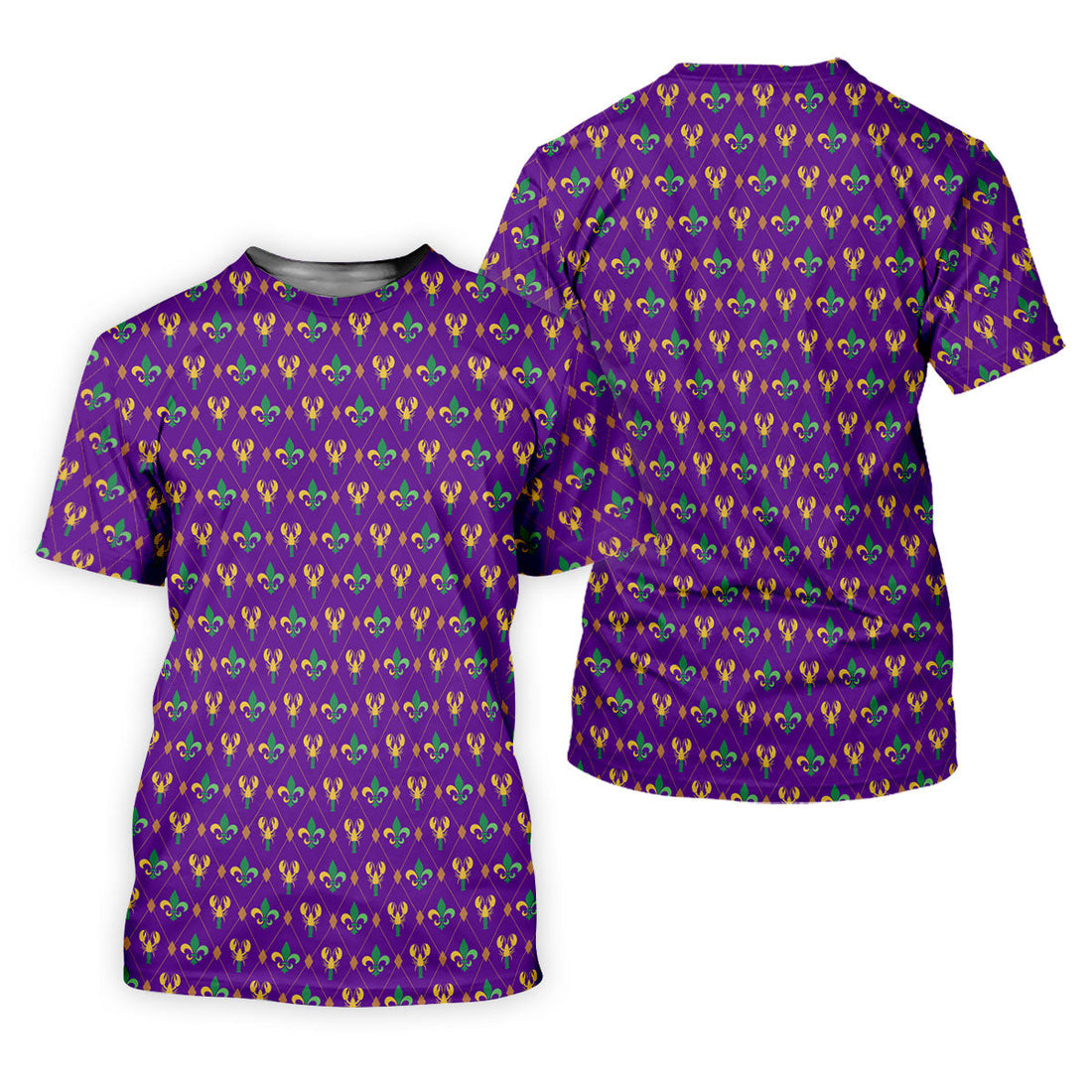 Crawfish Fleur De Lis Argyle Pattern Mardi Gras Golf Shirt, Women's Golf Tops, Ladies Golf Polos