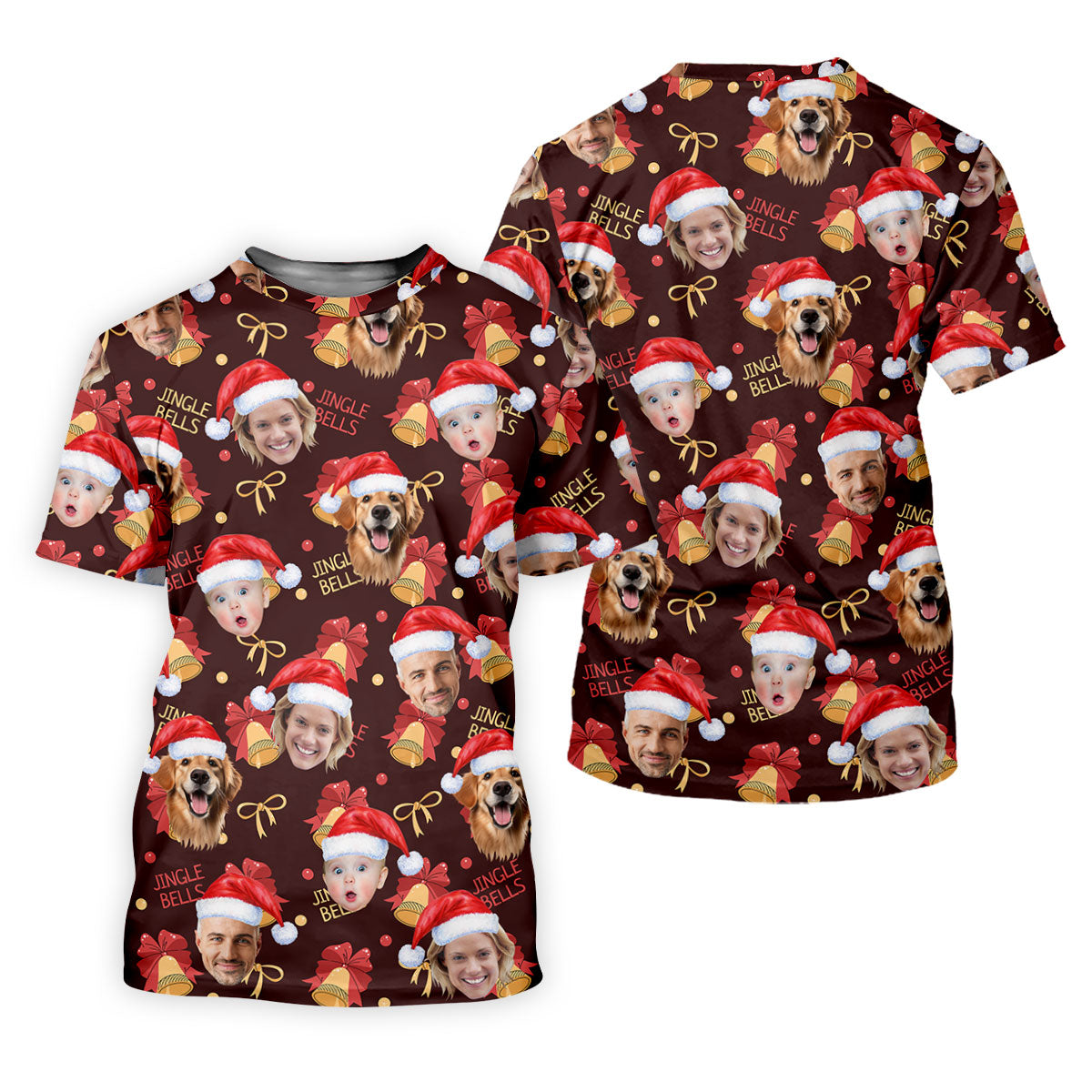 Custom Face Christmas Jingle Bells Brown Golf Shirt, Christmas Golf Shirt, Golf Gifts For Women