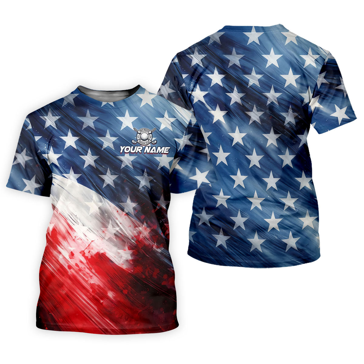 Red White Blue Gradient Art 4th Of July Patriotic Golf Shirt, 250 Years Golf Shirts For Men
