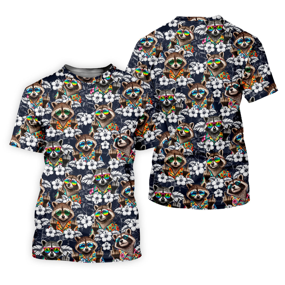 Cool Raccoon Sunglasses Tropical Golf Shirt, Funny Golf Shirt, Women's Golf Shirt, Golf Polo For Women