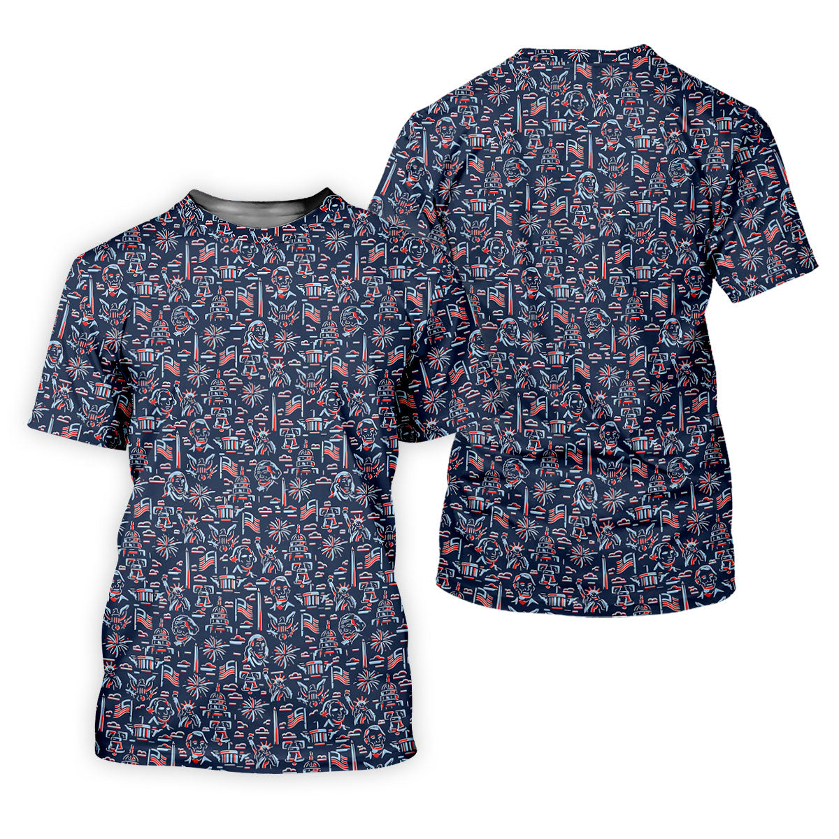 Red White Blue Outlined Patriotic American 250th Anniversary Navy Golf Shirt, 4th Of July Golf Shirt For Women