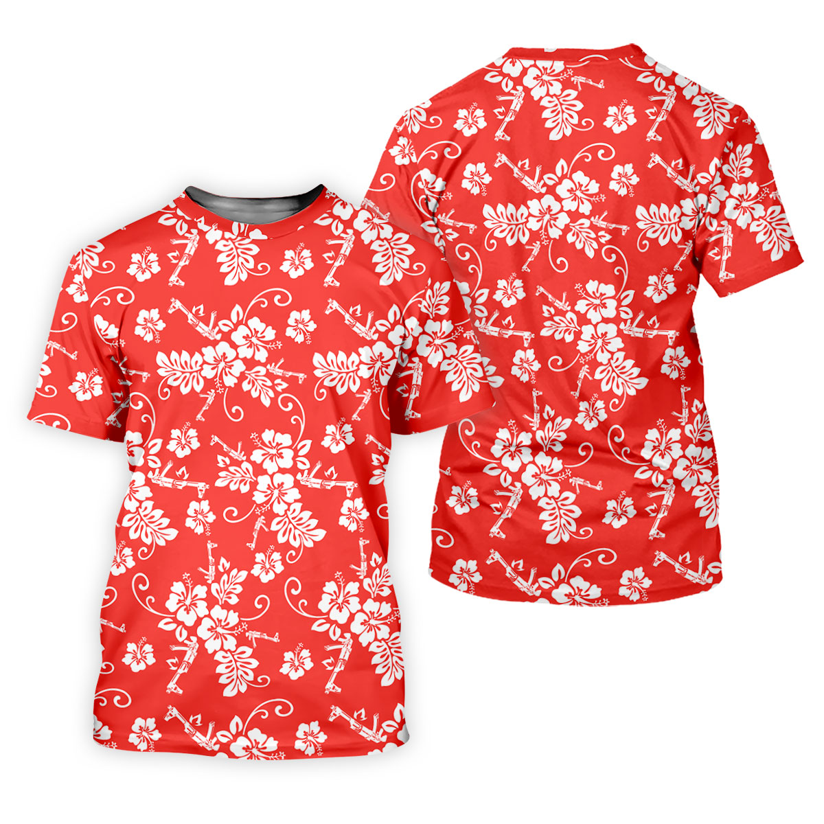 Tropical Flower Red Golf Shirt, Hawaiian Golf Shirt, Ladies Golf Tops, Golf Shirt For Women