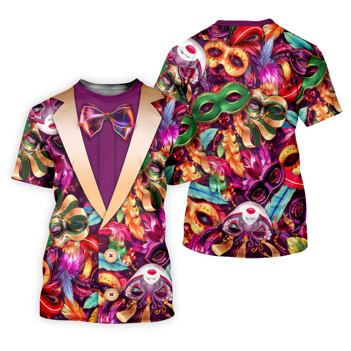 Colorful Mardi Gras Suit Print Fun Women's Golf Shirts, Women's Golf Tops, Ladies Golf Polos