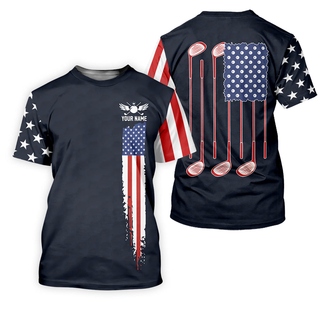 American Flag Patriot Red White Blue Women's Golf Shirts, 250th Anniversary Ladies Golf Shirt