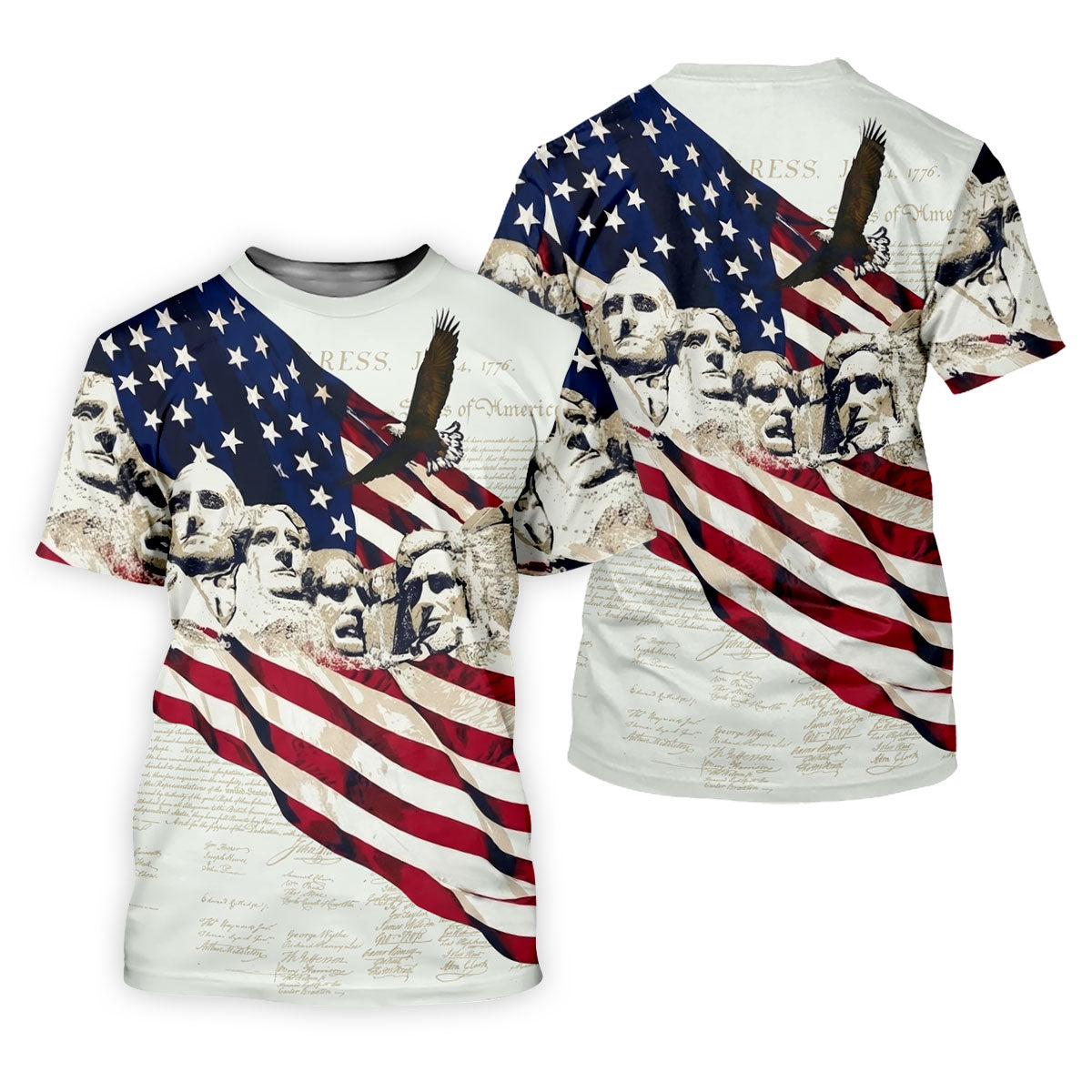 Mount Rushmore American Flag Pattern 4th Of July Patriotic Golf Shirt, 250th Anniversary Women's Golf Tops