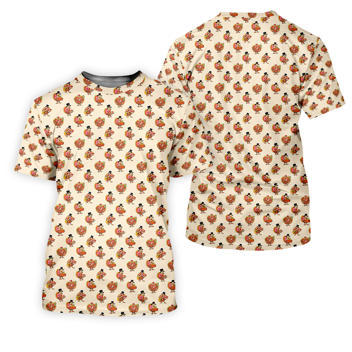 Festive Turkey Thanksgiving Holiday Beige Ladies Golf Tops, Women Golf Top, Golf Gift For Ladies