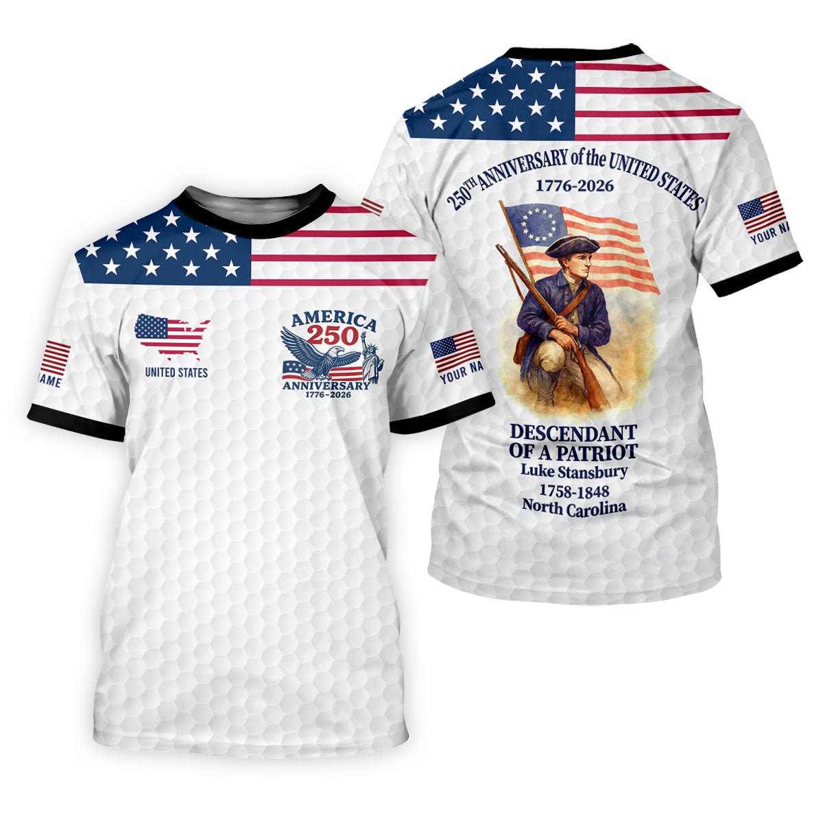 Descendant Of A Patriot Black Collar Golf Shirt For Women, Patriotic 4th Of July Golf Shirt