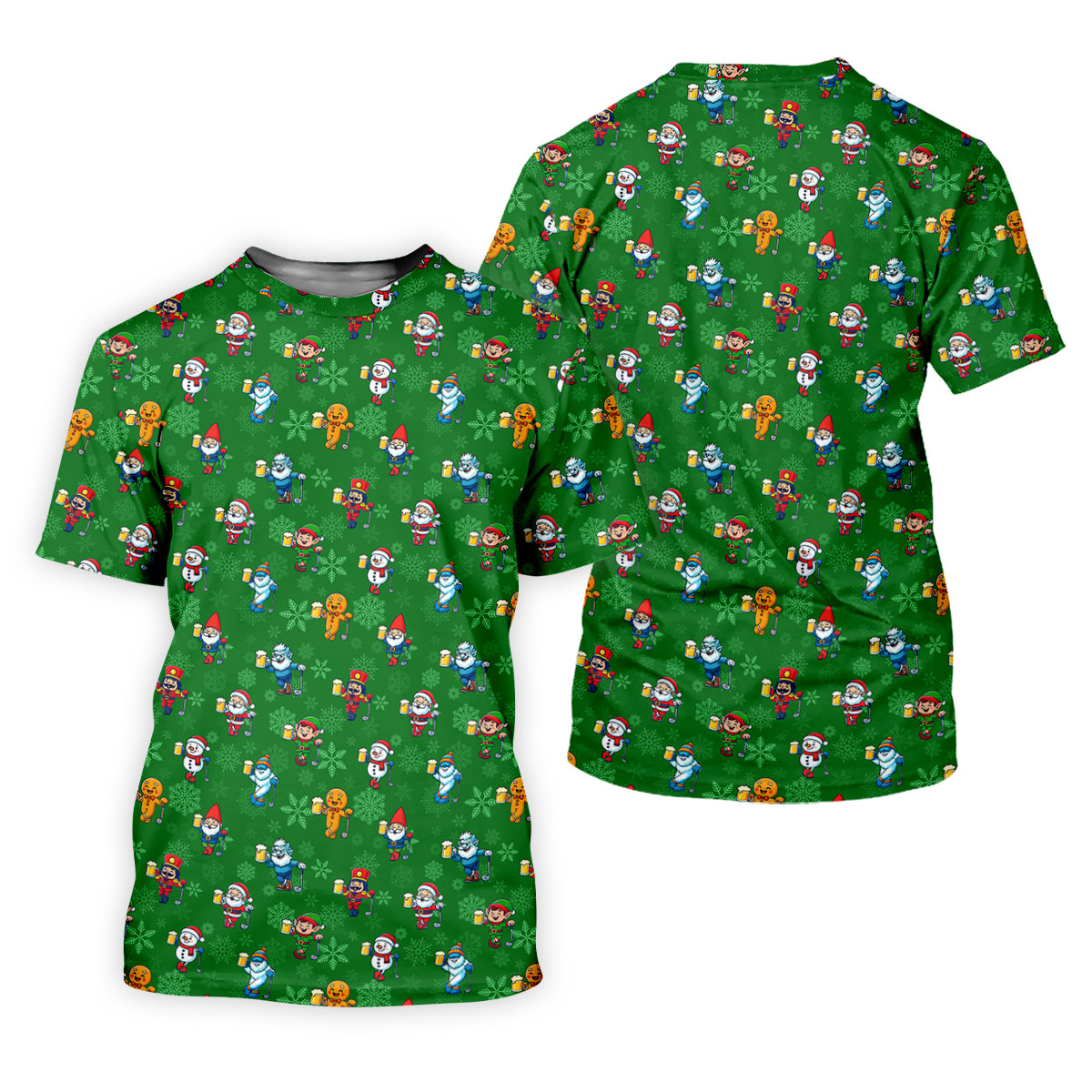 Christmas Characters Golf And Beer Green Women's Funny Golf Shirts, Christmas Golf Shirt, Polo ShirtFor Women