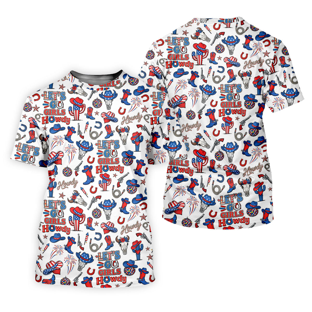Let's Go Girl Howdy 250th Anniversary Western Cowgirl Patriotic 4th Of July Golf Shirt, Golf Shirt For Women