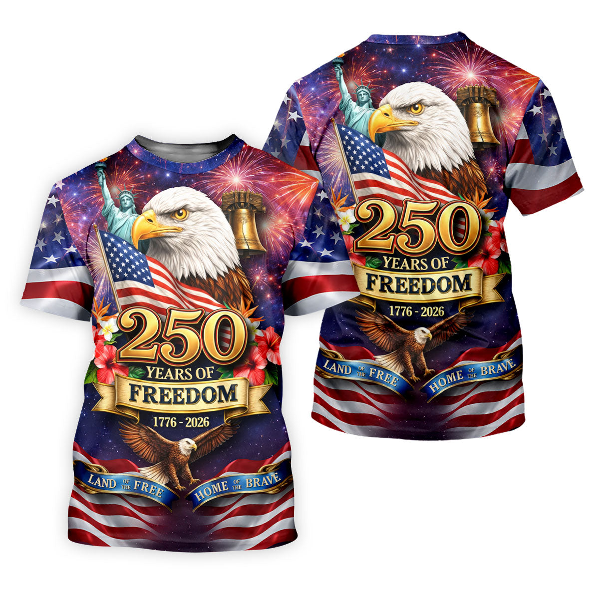 250 Years Of Freedom 1776-2026 Galaxy Pattern 4th Of July Women Golf Top, 250th Anniversary Patriotic Golf Shirt