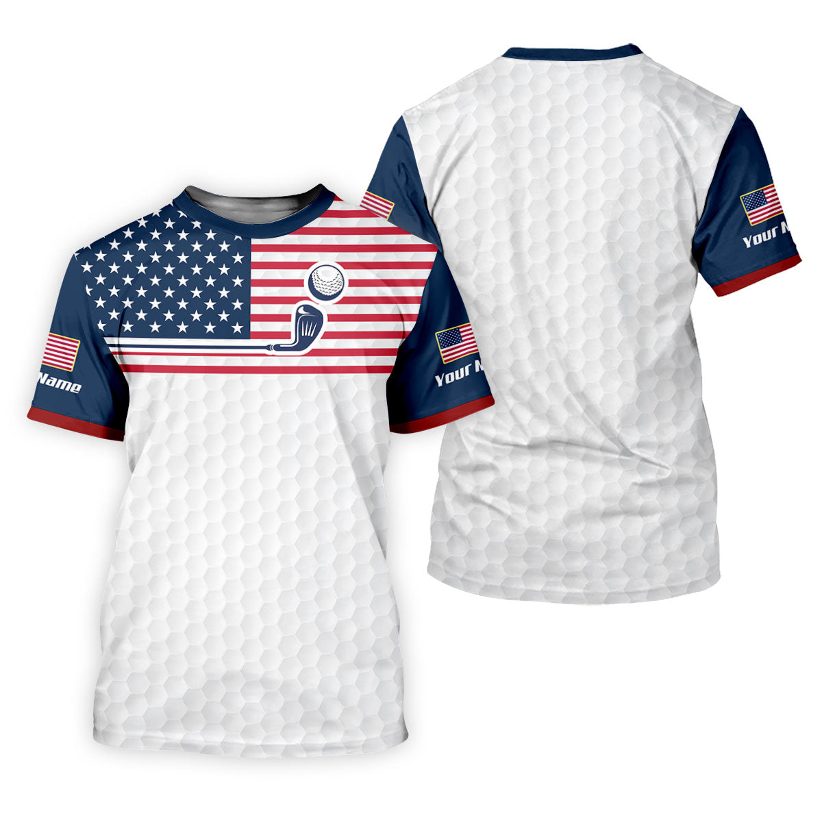 Patriot American Flag Golf Ball Pattern Women's Golf Tops, 250th Anniversary Patriotic Golf Shirt