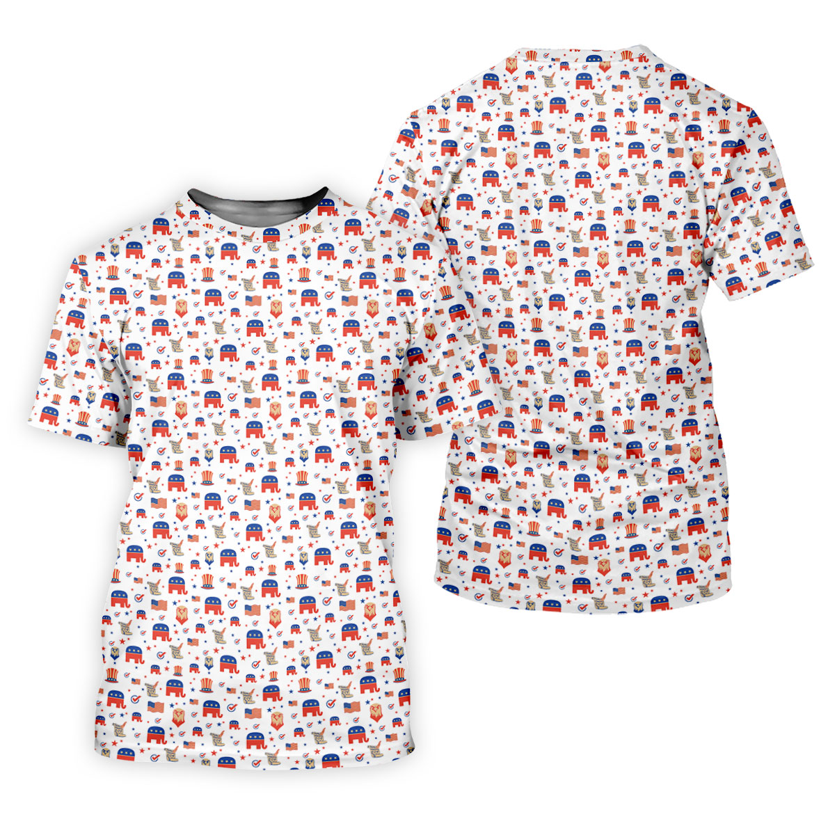 US Bald Eagle Political Elephant 250th Anniversary White Golf Shirt, Patriotic 4th Of July Golf Shirt For Women