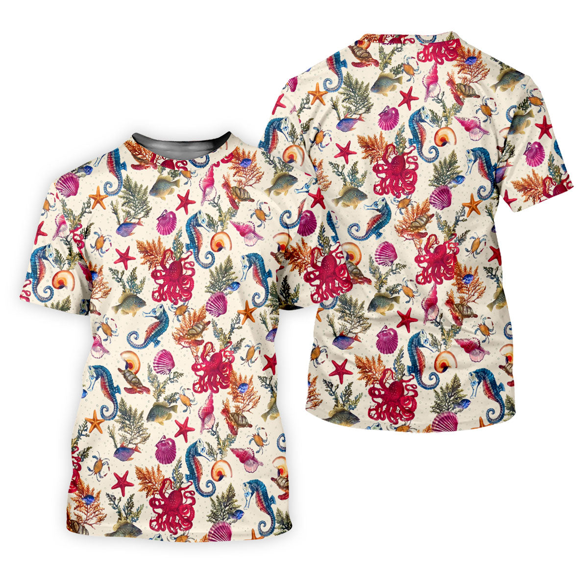Marine Life Coral Reef Pattern Golf Shirt, Women's Golf Shirt, Hawaiian Golf Shirt, Golf Polo For Women