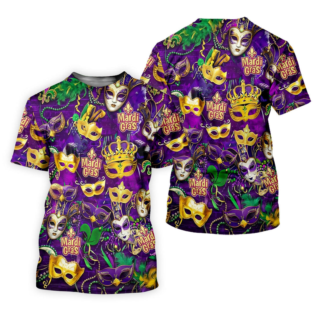 Purple Green Gold Festival Mask Mardi Gras Golf Shirt, Women's Golf Tops, Ladies Golf Polos