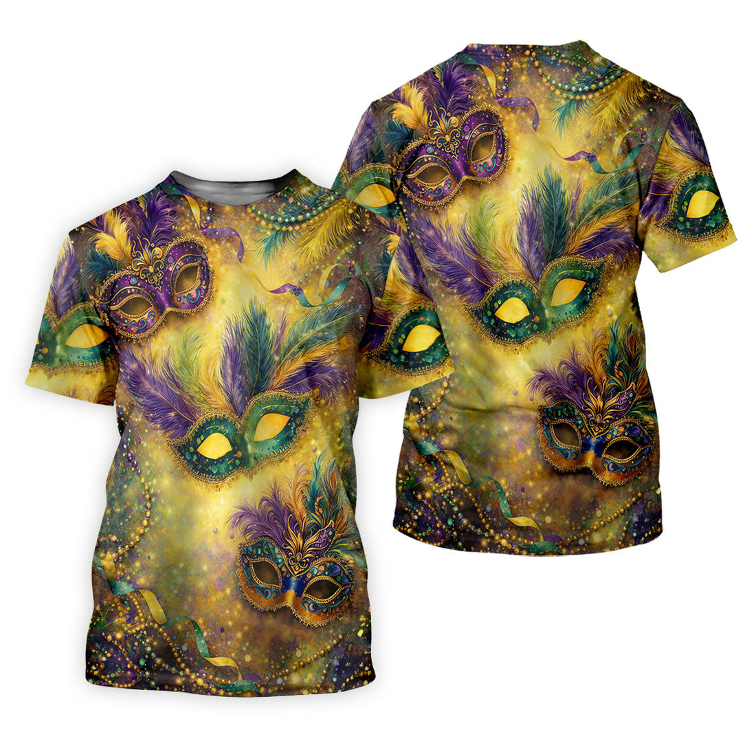 Masquerade Mask Beads Chain Sparkling Effect Mardi Gras Golf Shirt, Women's Golf Tops, Ladies Golf Shirts