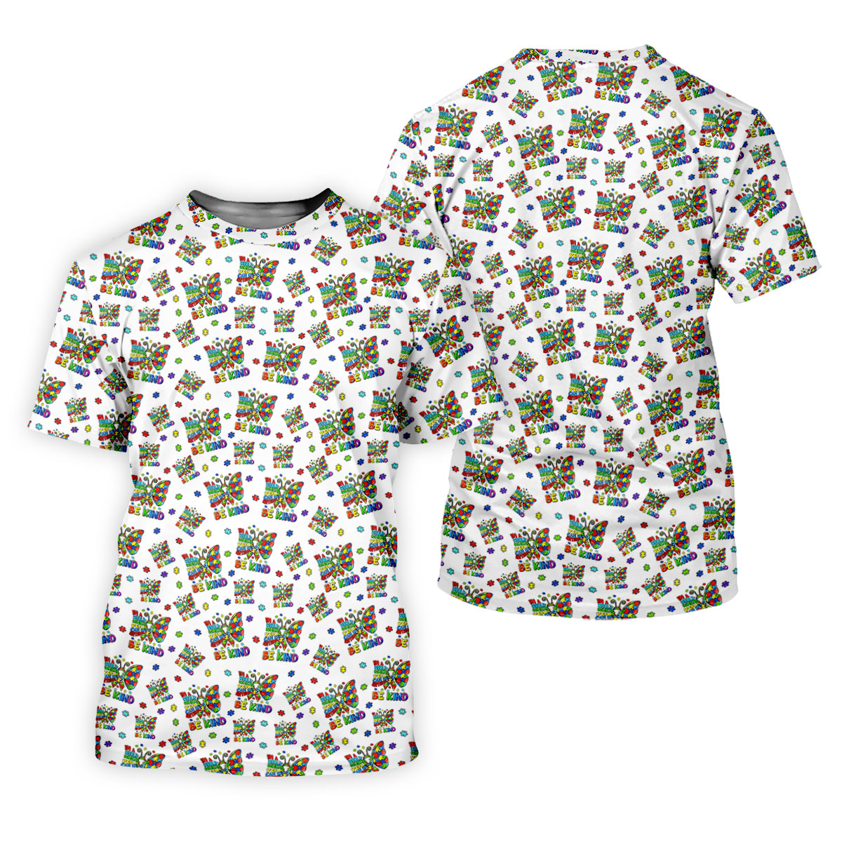 In A World Where You Can Be Anything Be Kind Rainbow Butterfly Autism Awareness White Golf Shirt, Women's Golf Tops