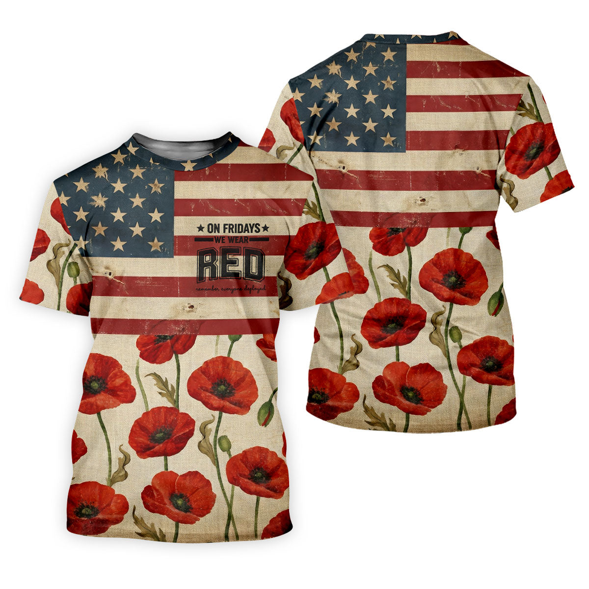 On Fridays We Wear RED Poppies US Flag Golf Shirts, 250 Years Patriotic Golf Shirts For Men