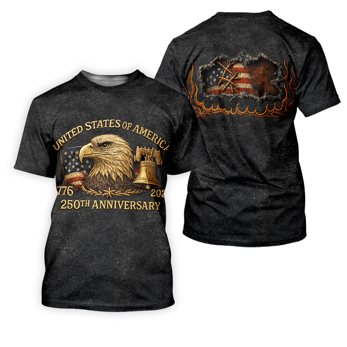 Bald Eagle American Flag 250th Anniversary Dark Grey Color Women's Golf Tops, Ladies Golf Shirts