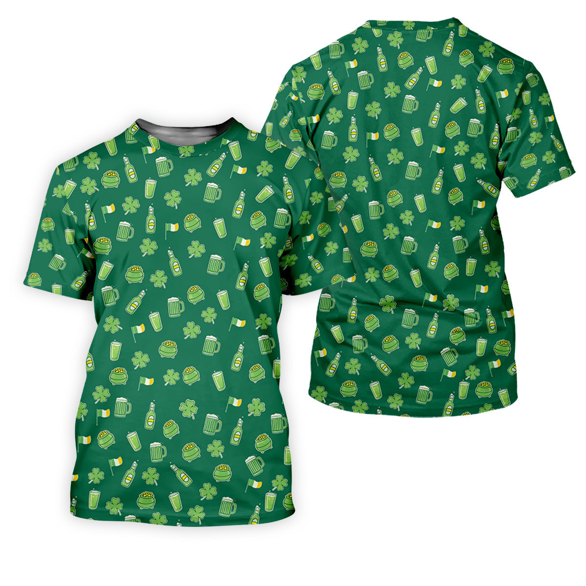 St Patrick's Day Beer Four Leaf Clovers Gold Pots Green Golf Shirt, Women's Golf Tops, Ladies Golf Polos