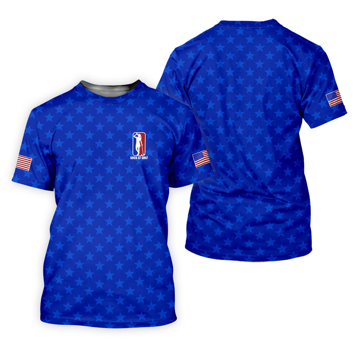 Suck At Golf Patriotic 4th Of July Stars Pattern Blue Golf Shirt, 250th Anniversary Golf Shirt For Women