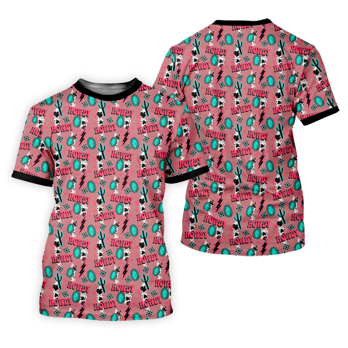Howdy Pink Lightning Bolts Western Theme Women Golf Top, Ladies Golf Shirts, Golf Shirt For Women