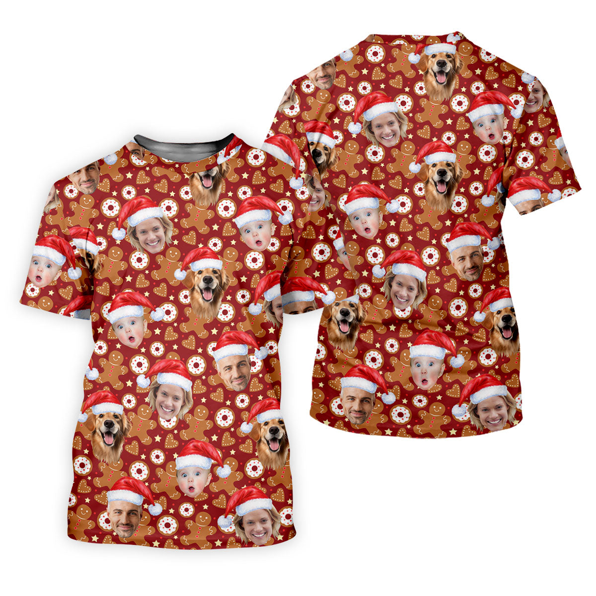Custom Face Gingerbread Man Christmas Red Golf Shirt, Christmas Golf Shirt, Golf Gifts For Women