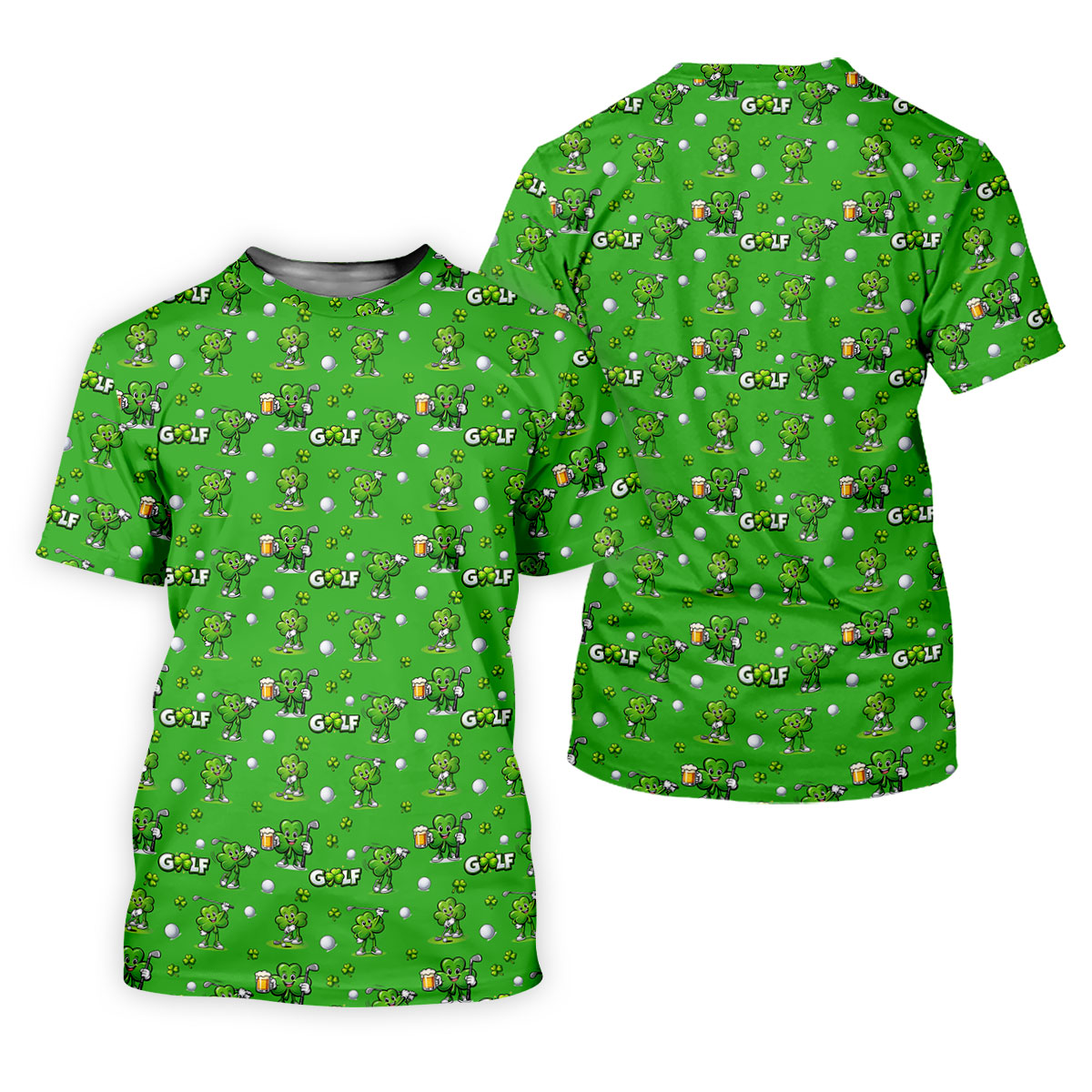 Three Leaf Clover Golf And Beer St Patrick's Day Green Golf Shirt, Women's Golf Shirts, Ladies Golf Polos