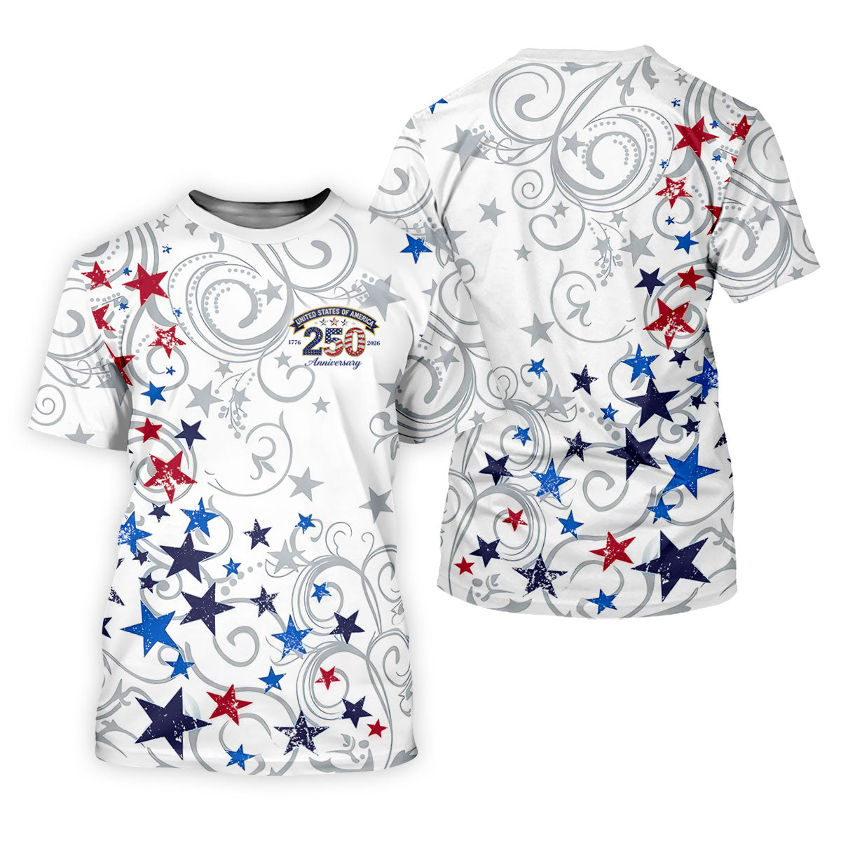 United States Of America 250 Anniversary Patriotic 4th Of July Golf Shirt, Red Blue Stars Golf Shirt For Women