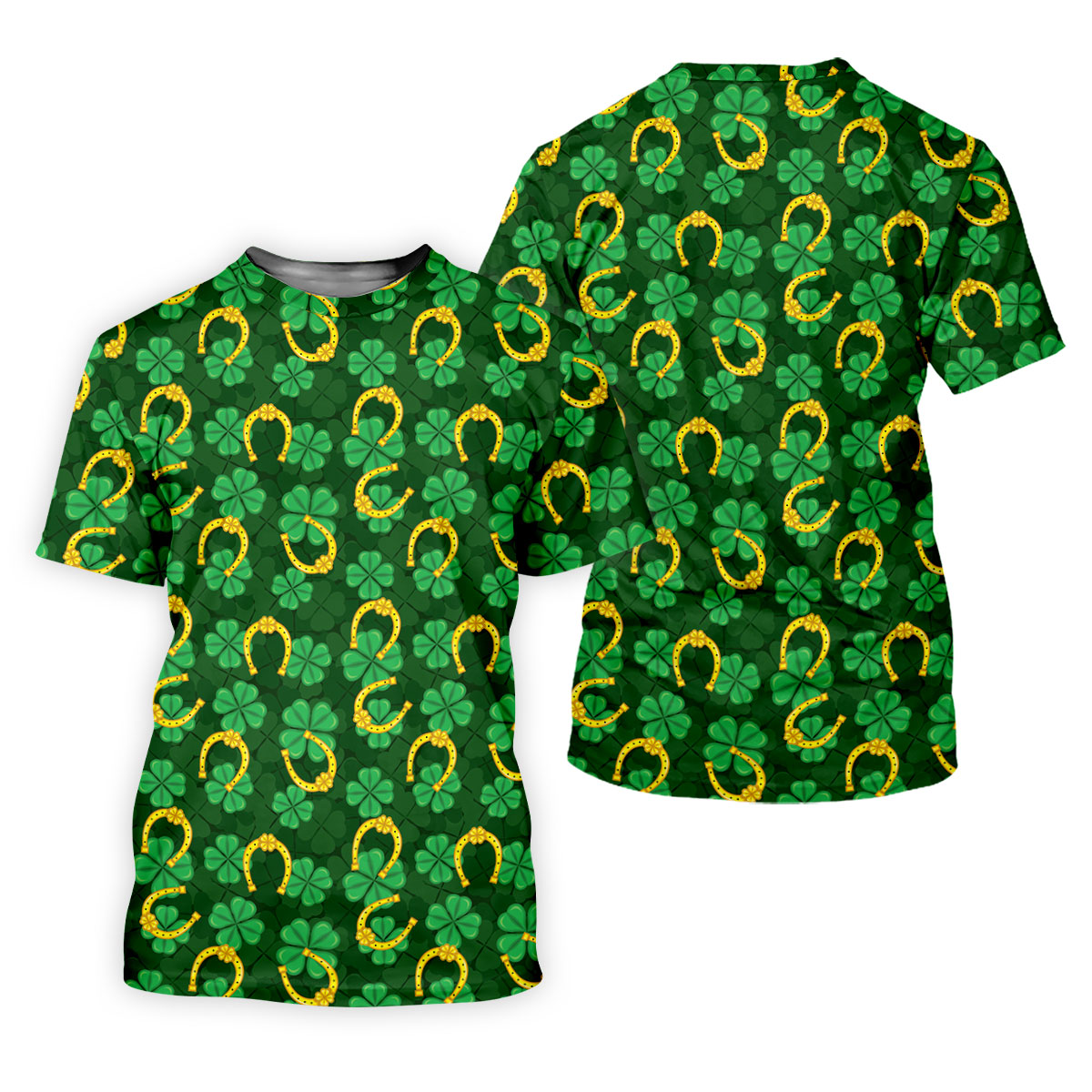 Four Leaf Clovers Golden Horseshoes St Patrick's Day Golf Shirt, Women's Golf Tops, Ladies Golf Polos