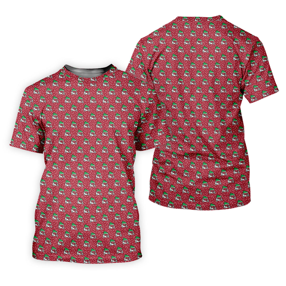 Christmas Golf Cart Pattern Red Women's Golf Tops, Christmas Golf Shirt, Polo ShirtFor Women