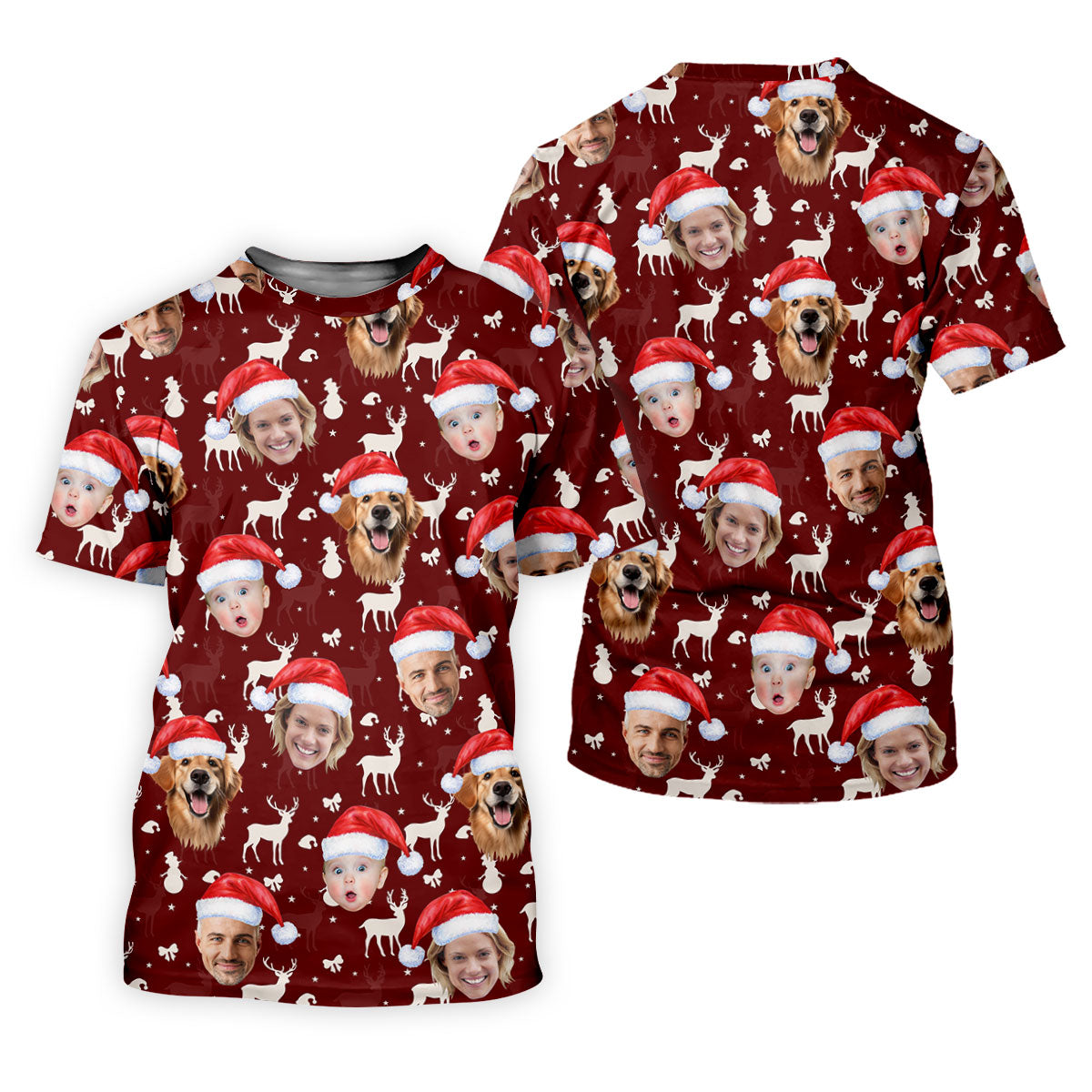 Custom Face Snow Figure Maroon Golf Shirt, Christmas Golf Shirt, Ladies Golf Tops, Golf Gifts For Women