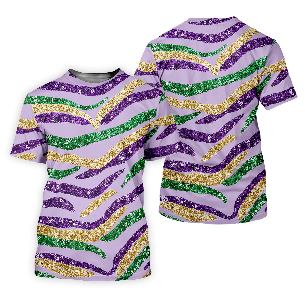 Purple Green Gold Sequin Pattern Light Purple Mardi Gras Golf Shirt, Women's Golf Tops, Ladies Golf Shirts