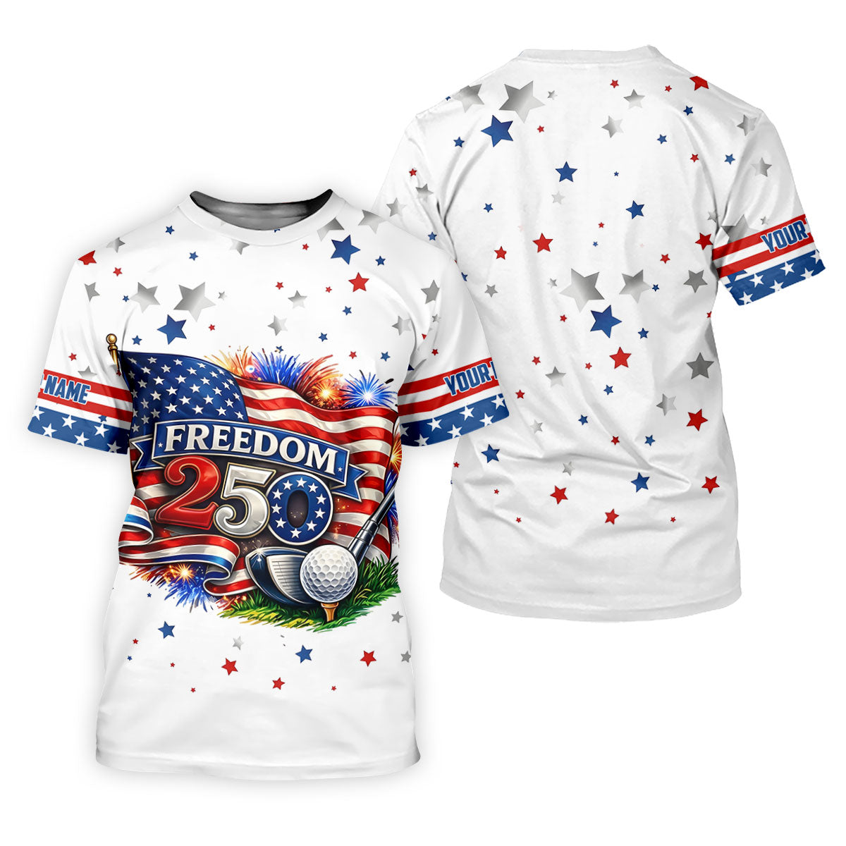 Freedom 250 Independence Celebration American Flag Golf Shirt, Patriotic 4th Of July Golf Shirt For Women