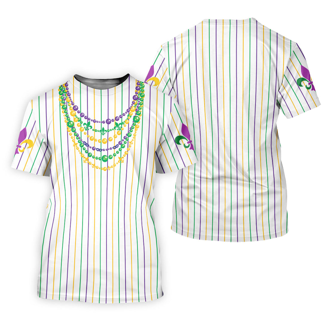 Mardi Gras Beads Necklaces Print White Golf Shirt, Women's Golf Shirts, Ladies Golf Polos, Golf Shirt For Women
