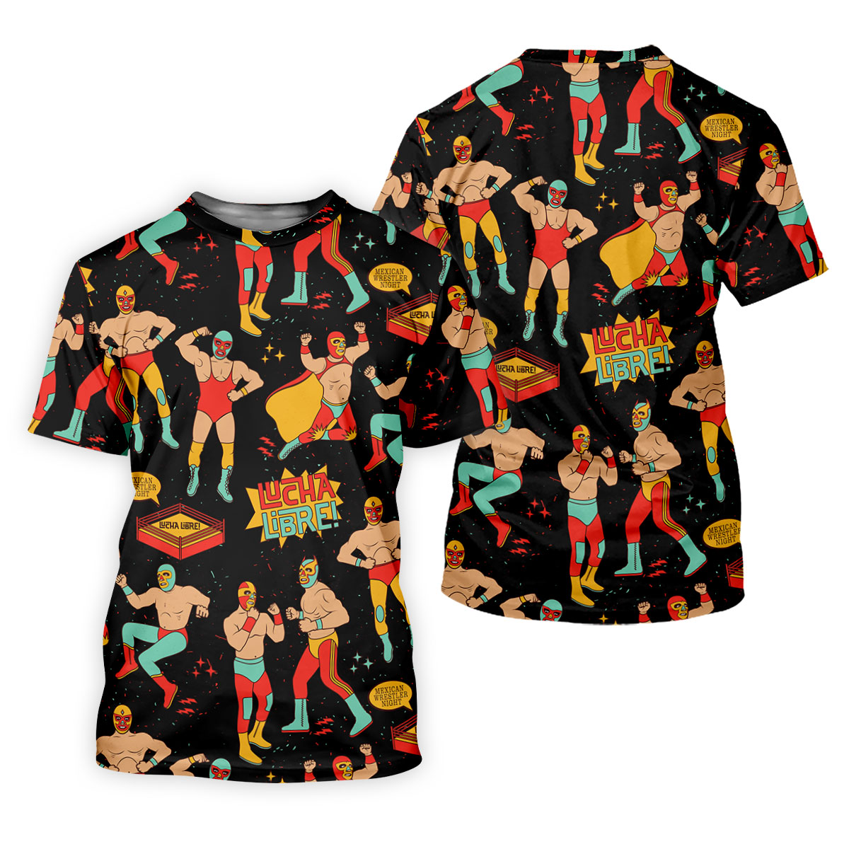 Black Lucha Libre Mexican Wrestler Pattern Golf Shirt, Golf Shirts For Men, Mens Golf Apparel
